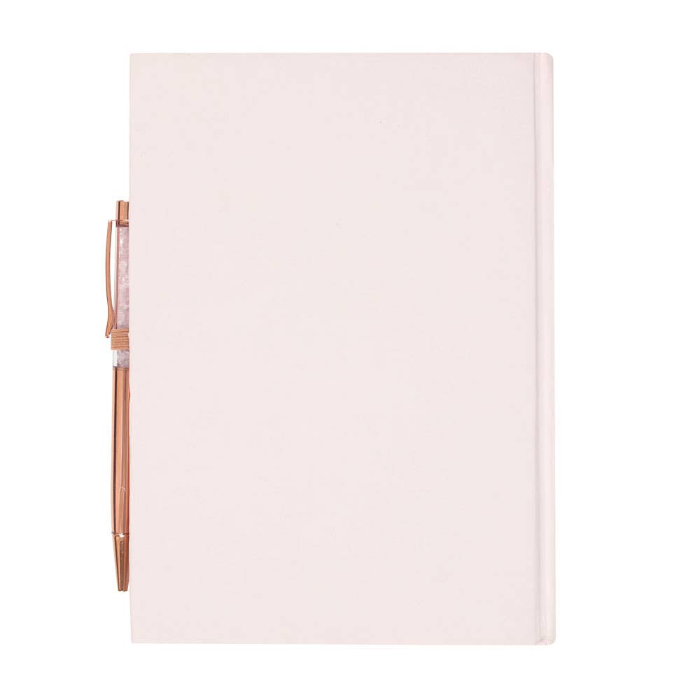 Gratitude Journal Notebook with Rose Quartz Crytal Chip Pen