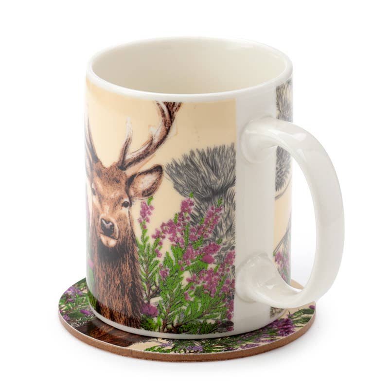 Wild Stag Christmas Porcelain Mug & Coaster Set