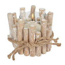 Load image into Gallery viewer, White Washed Driftwood Candle Holder
