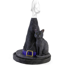 Load image into Gallery viewer, Witch Hat With Cat Incense Cone Holder
