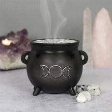 Load image into Gallery viewer, Triple Moon Cauldron Incense Cone Holder
