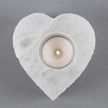 Load image into Gallery viewer, Selenite Heart Tealight Holder
