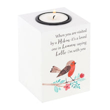 Load image into Gallery viewer, Visited by a Robin Tealight Holder
