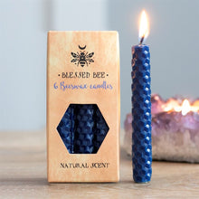 Load image into Gallery viewer, Set of 6 Blue Beeswax Spell Candles
