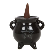 Load image into Gallery viewer, Pentagram Cauldron Ceramic Incense Holder
