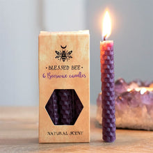 Load image into Gallery viewer, Set of 6 Purple Beeswax Spell Candles
