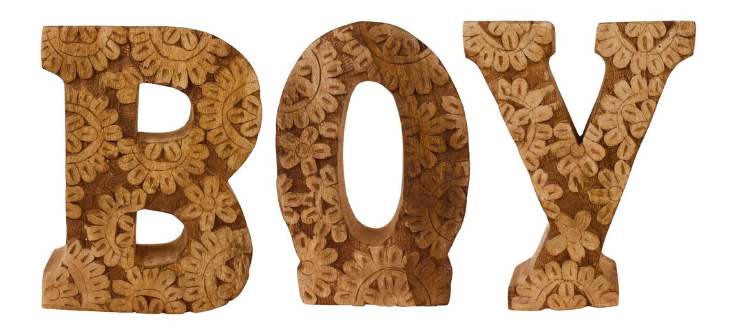 Hand Carved Wooden Flower Letters Boy