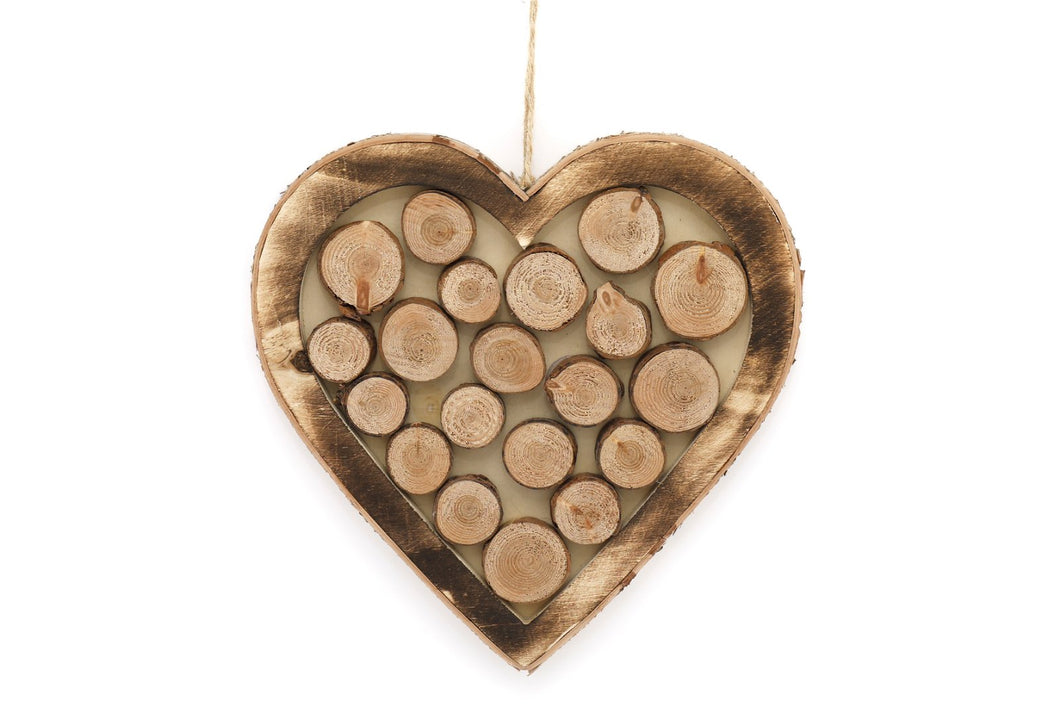 Wooden Hanging Heart With Burnt Effect 33cm