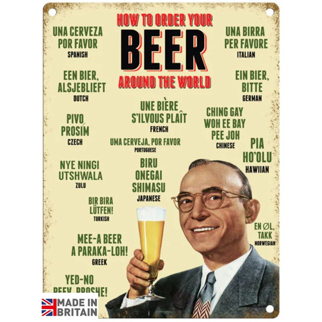 Large Metal Sign 60 x 49.5cm Beer How to Order your Beer