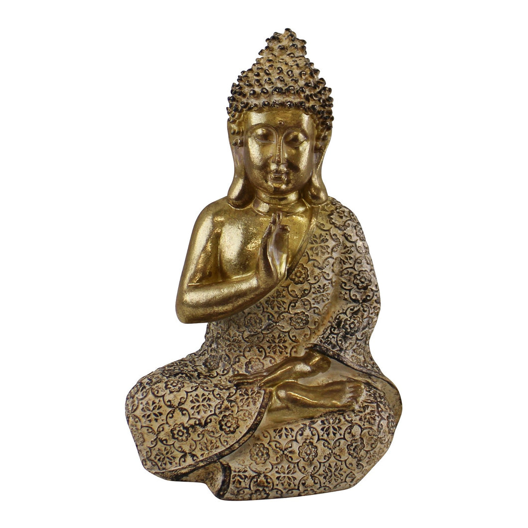 Gold Sitting Buddha Ornament, Meditating, 19cm