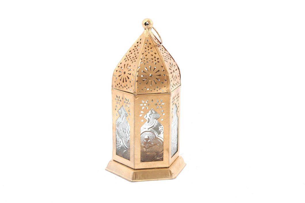 Kasbah Gold Metal Lantern Tealight or Candle Holder 17.5cm