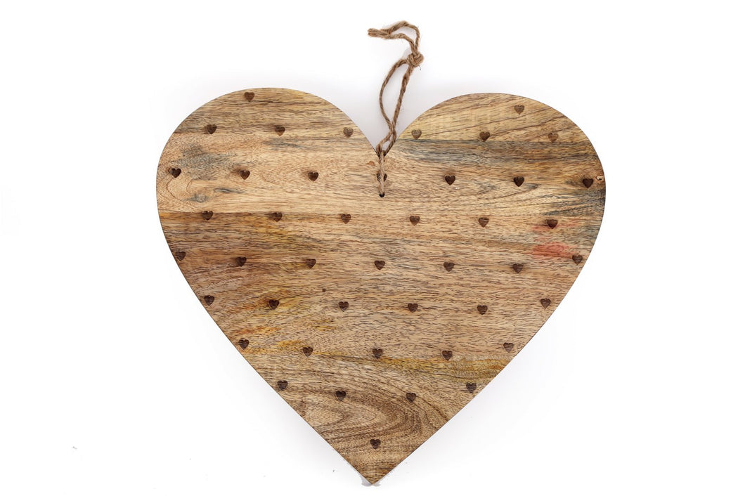 Heart Shaped Wooden Chopping Board Burnt Heart 40cm