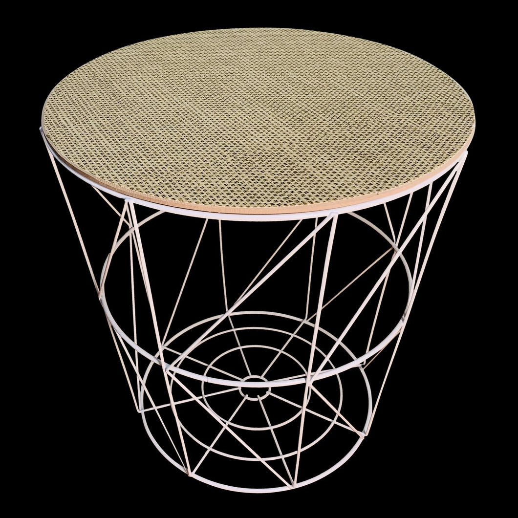 Circular Geometric Side Table Woven Effect