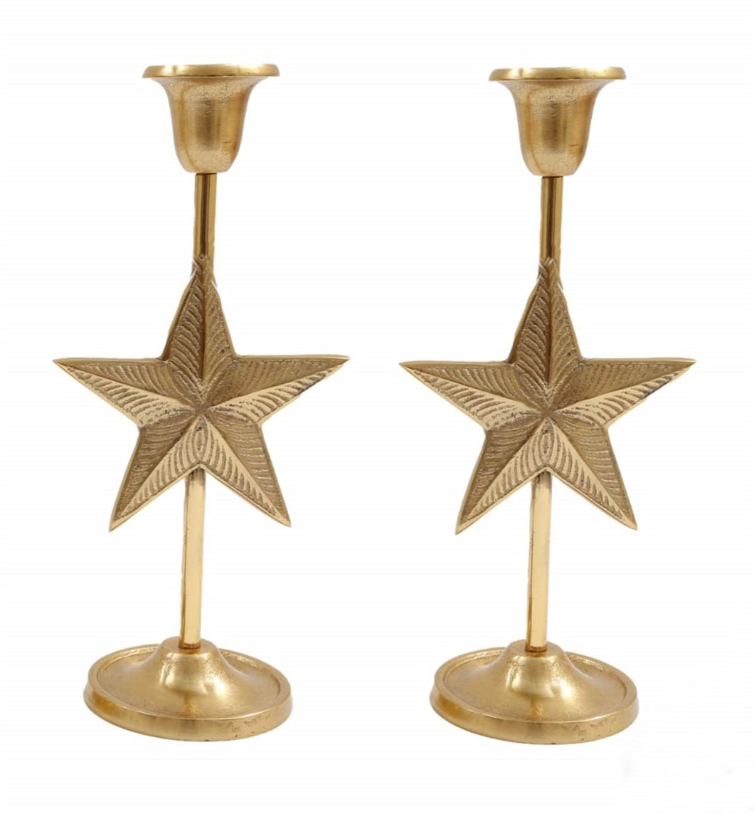 Gold Star Candle Stick Holder
